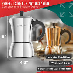 LuxHaus moka pot with 2oz espresso cups