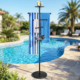 Luxspire pool towel rack outdoor tall 160cm with top tray and two hooks