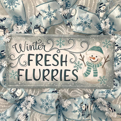 Fresh Flurries 28 inch luxury handmade winter snowman wreath with snowflakes