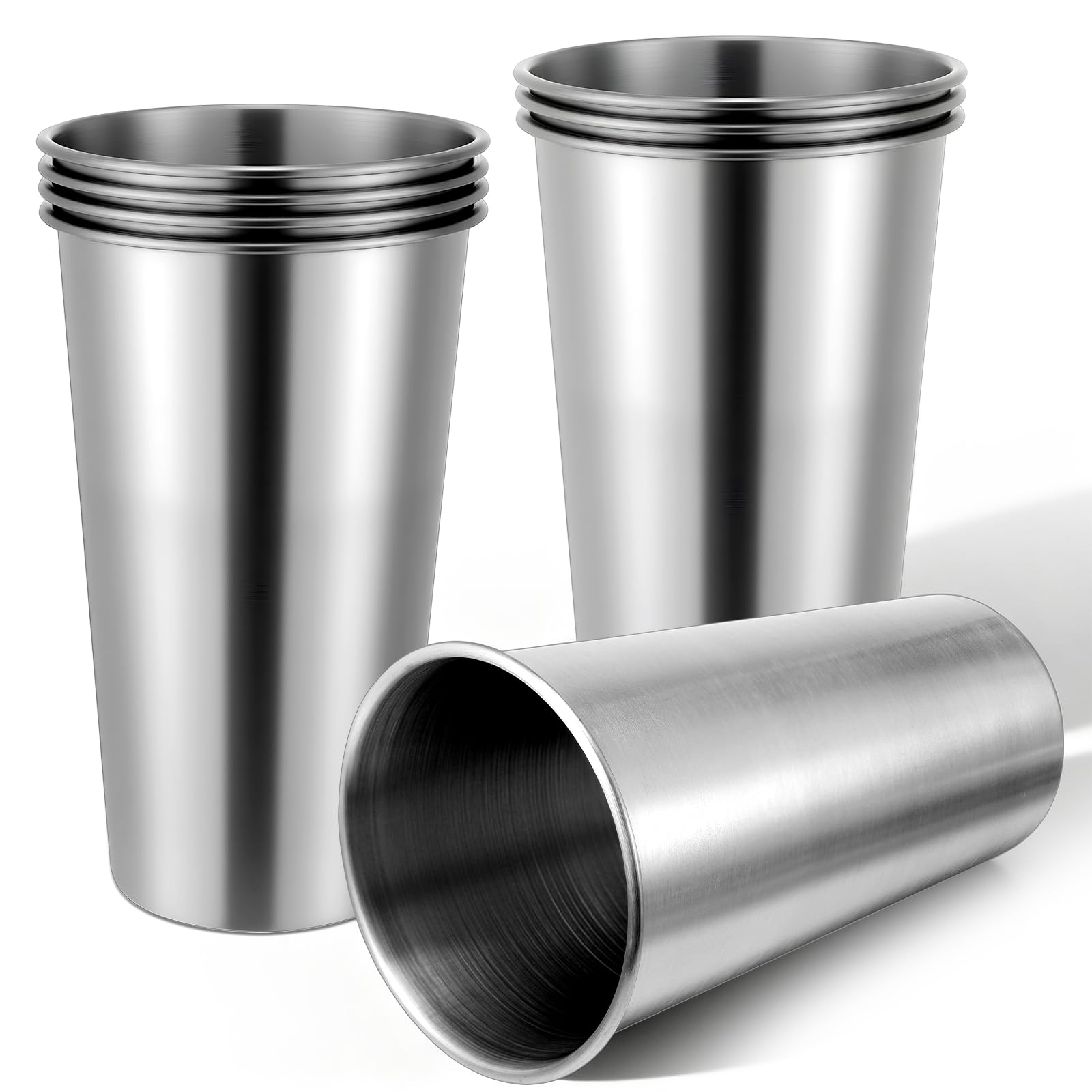 Lyksgir stainless steel pint cups 600ml silver 8 pack