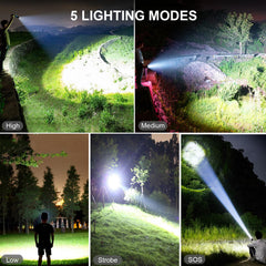 USB-C rechargeable flashlight with power display