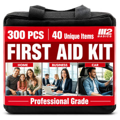 M2 BASICS 300 Piece First Aid Kit with durable bag