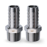 Maacflow stainless 1/2 NPT to 5/8 hose barb fitting 2-pack closeup