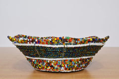 Kenyan fair trade beaded wire bowl for small items
