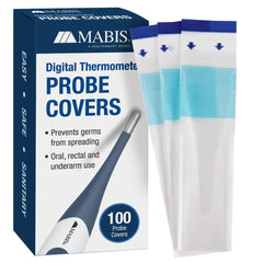 MABIS disposable probe covers for digital thermometers in packaging