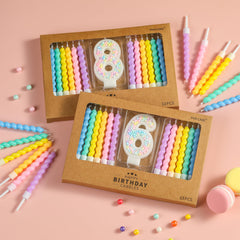 Number candle with integrated holder to protect cake surface