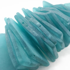 Machine tumbled sea glass place cards with rounded edges frosted surface