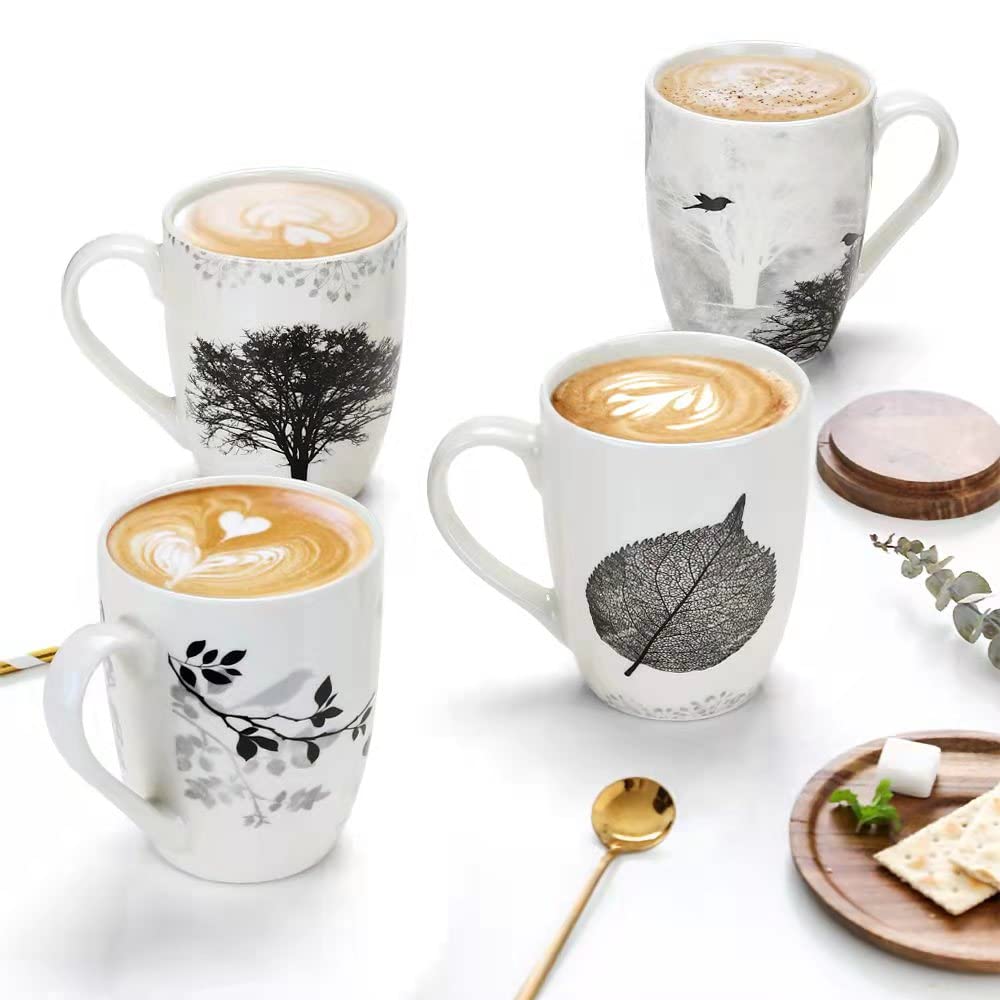 MACHUMA four 12 oz ceramic coffee mugs set