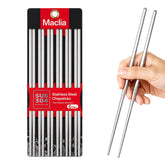 Maclia Metal Chopsticks 6 pairs 9 inch stainless steel