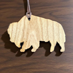 Buffalo WY souvenir cherry wood ornament