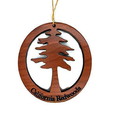 3 x 2.5 inch Redwood ornament with clear finish