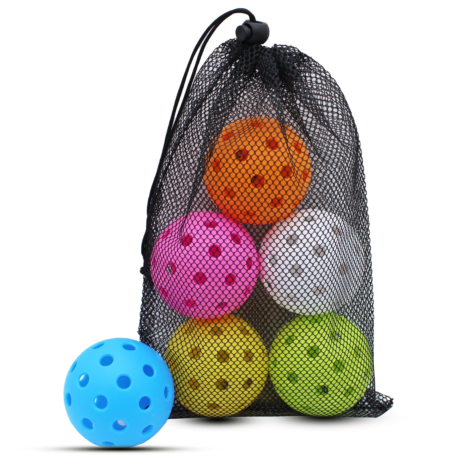 Magicorange Pickleball Balls 40 Holes Outdoor 6 Pack multicolor set