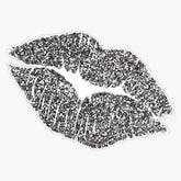MAGNET Glitter Lips Silver magnetic bumper sticker car magnet 5 inch