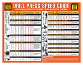 Magnetic 8.5x11 drill press speed guide attached to drill press