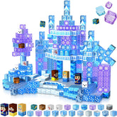 Blue princess castle themed magnetic blocks for kids