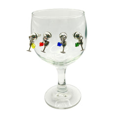 Magnetic charms for stemless wine glasses