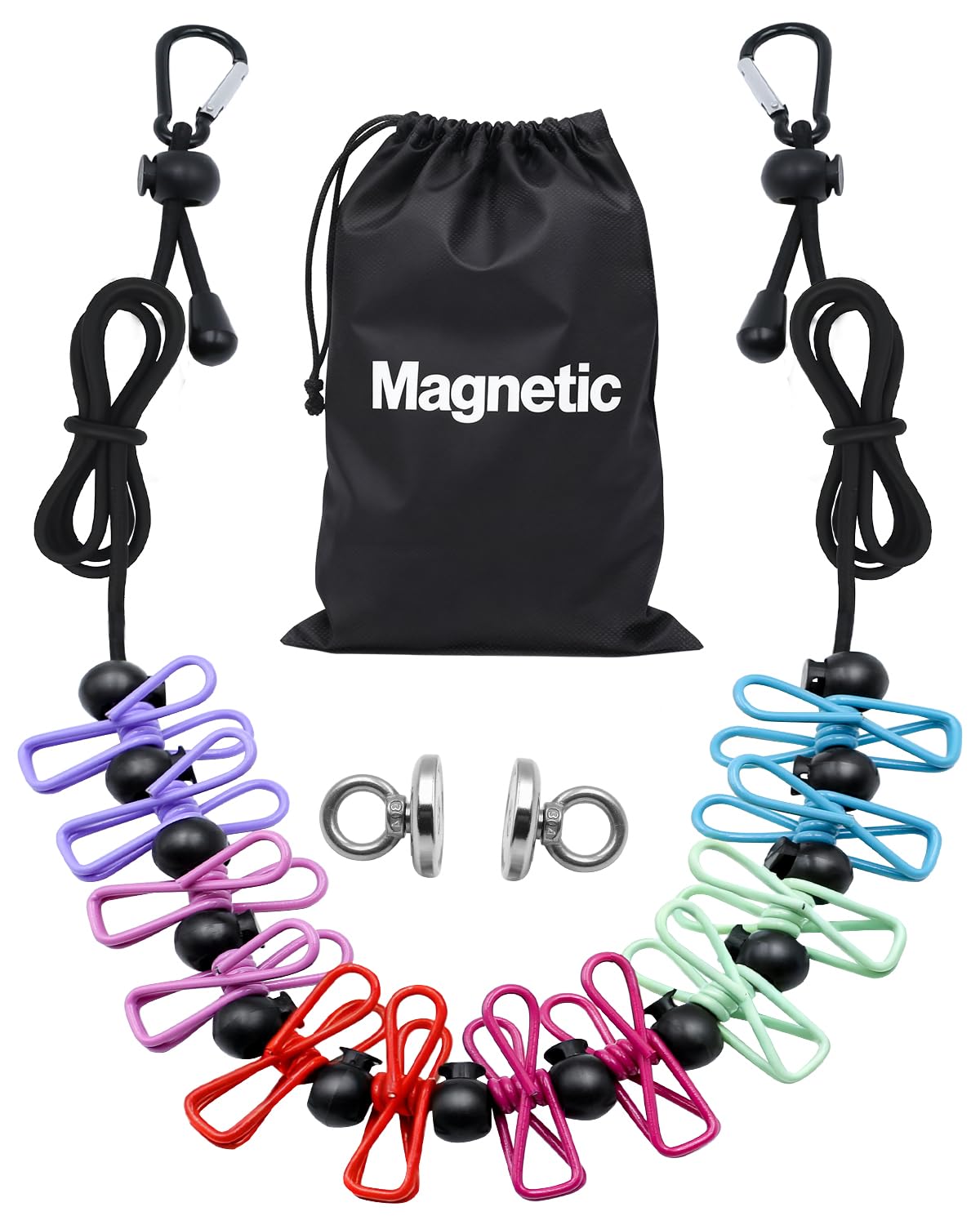 magnetic retractable clothesline with two magnetic hooks
