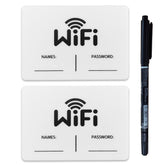Two pack Magnetic Wifi Sign in white acrylic 3.5x5 inch