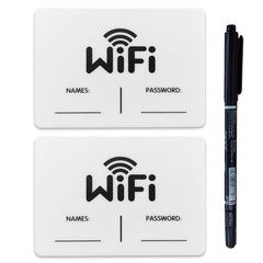 Two pack Magnetic Wifi Sign in white acrylic 3.5x5 inch