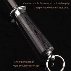 Magnetized safety knife sharpener rod captures metal particles