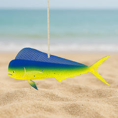 Hand-painted Mahi Mahi ornament with laser engraved details