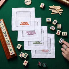 Linen cotton mahjong napkins 6x6 colorful design