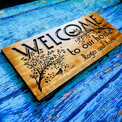 Mahogany outdoor sign with mounting hardware