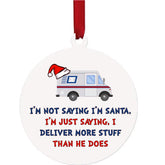 Mailman Postal Worker Ornament with red ribbon hanging