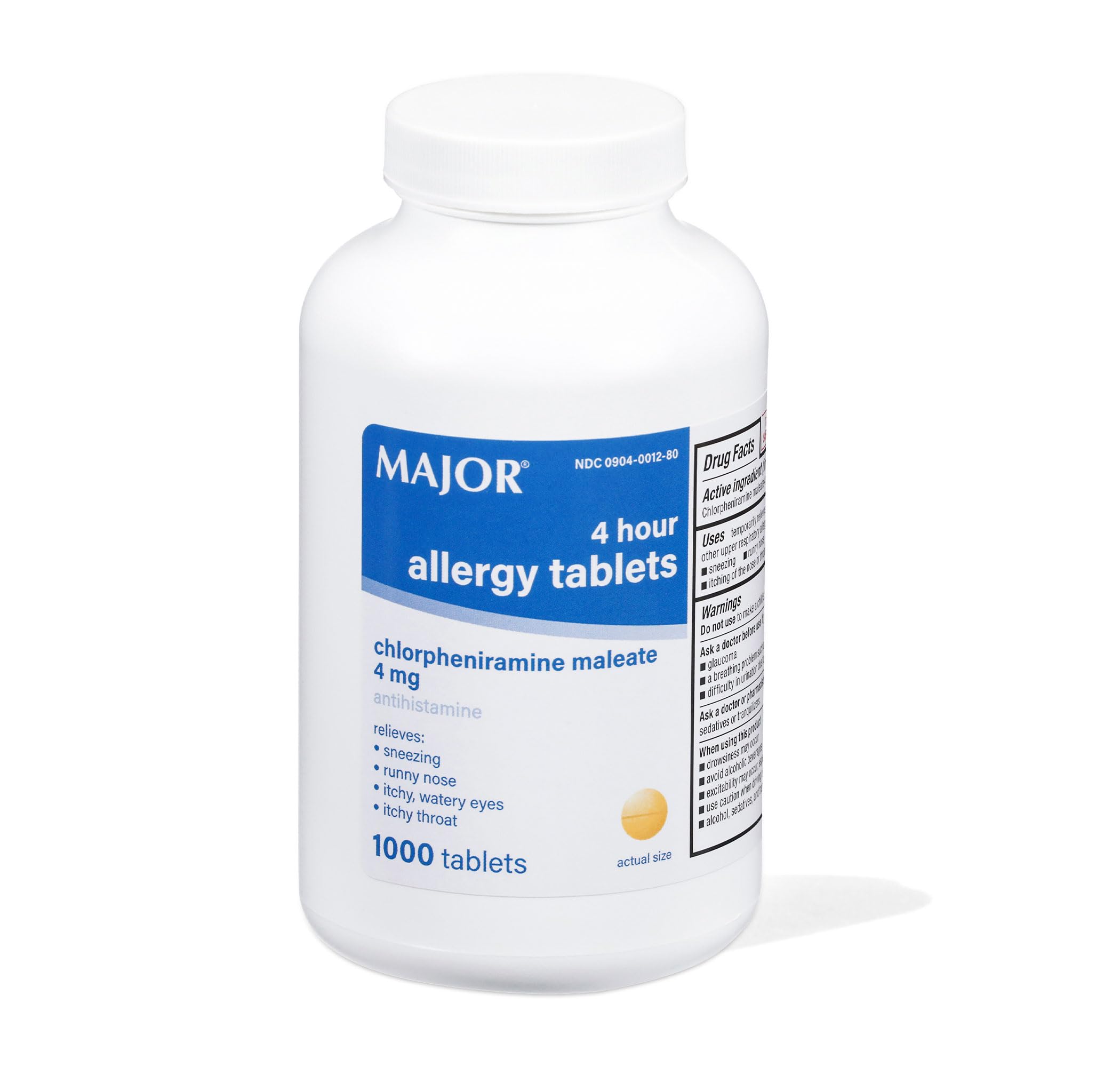 Major 4 Hour Allergy Tablets bottle 1000 count
