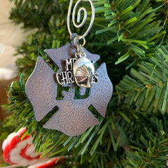 Maltese cross ornament steel rustic finish with zinc alloy charms