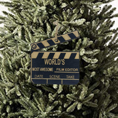 Two image views Ornament BLACK Worlds most awesome Film Editor maple wood