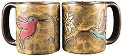 MARA STONEWARE COLLECTION 16 Oz mug featuring a hummingbird and flower design