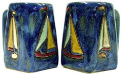 MARA Stoneware Collection sailboat design 12-ounce mug with square bottom