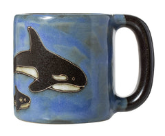 Stoneware mug Mara Stoneware with blue orca killer whale