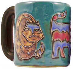 Cat design Mara Stoneware Mug Green 16 oz