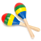 2 Pcs colorful wooden maracas 7.9 inch with comfortable grip