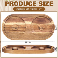 Acacia wood margarita salt rimmer dual compartment design
