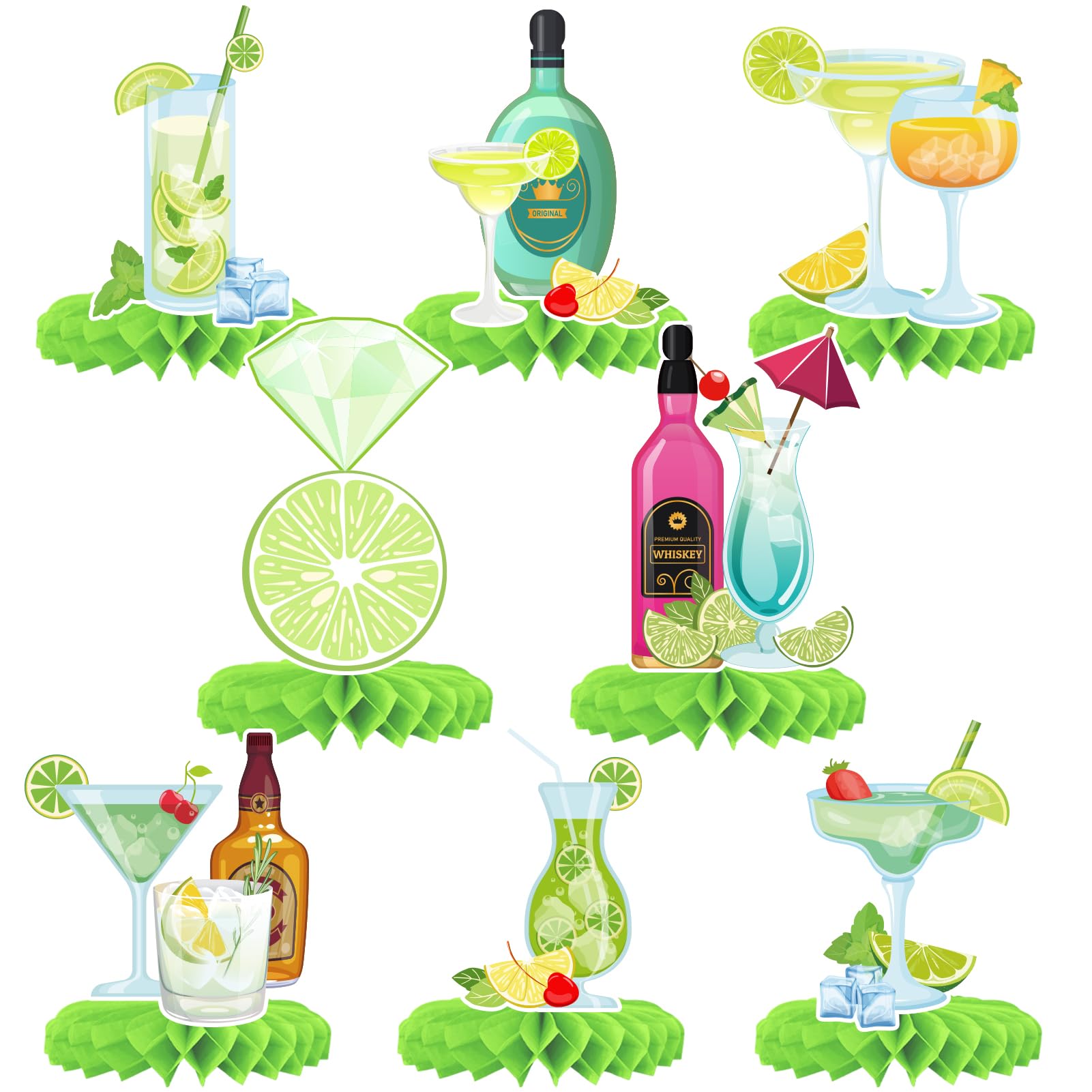 Margs & Matrimony honeycomb centerpiece for bachelorette party