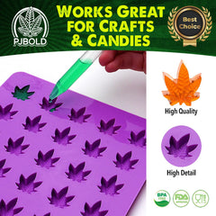 Leaf shaped gummy mold being used for candies