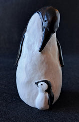 Grey stone look penguin decorative art statue