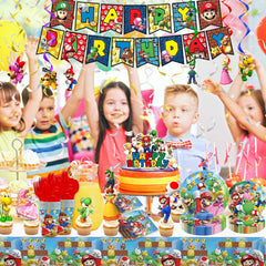 Cake toppers included in Mario birthday party kit