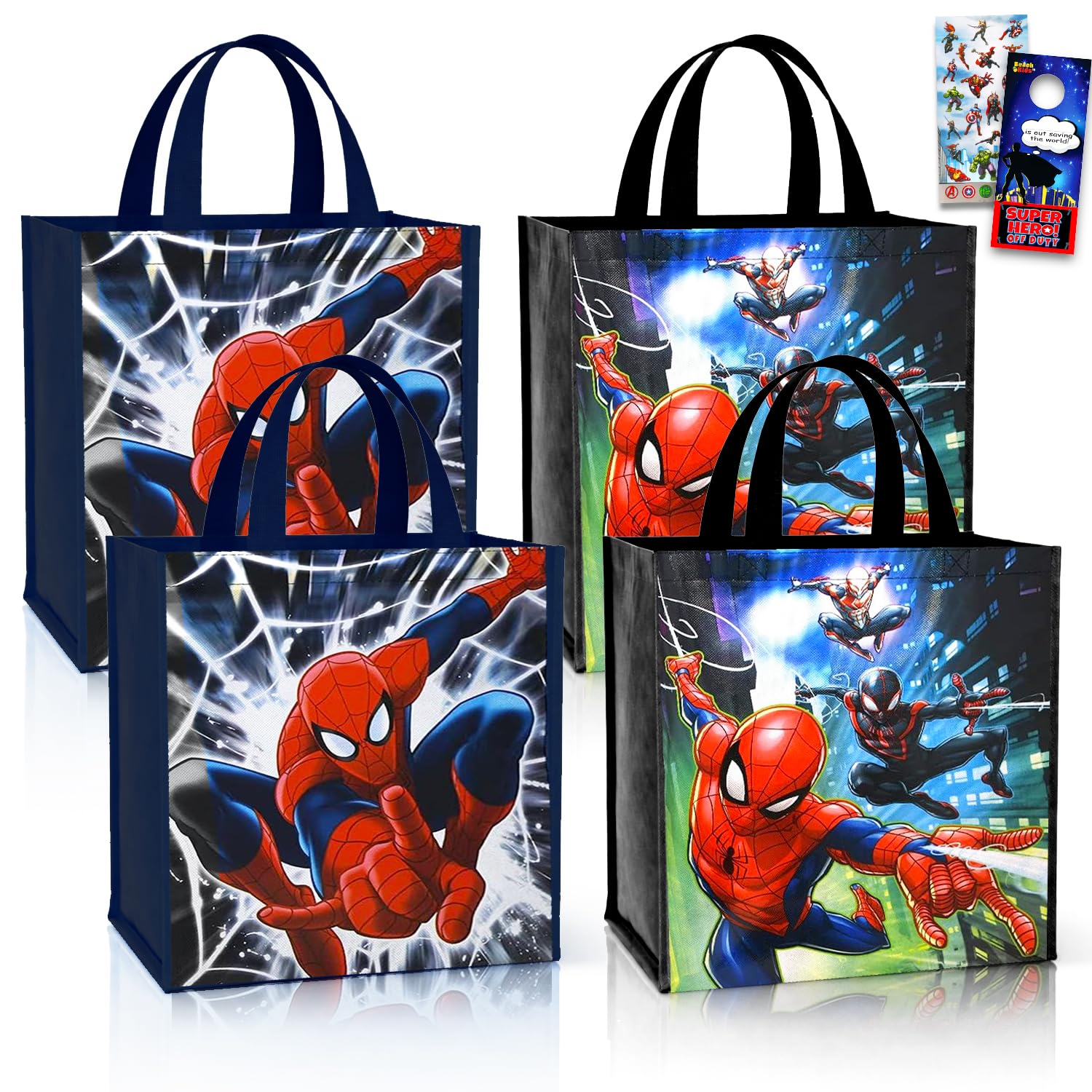 Marvel Spiderman tote bag set four large bags