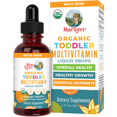 MaryRuth's Organic Toddler Multivitamin Drops with Iron bottle label