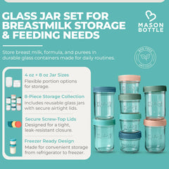Mason Bottle glass breastmilk storage jar 4oz size with lid