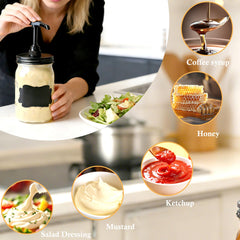 Mason jar pump dispenser lid for syrup honey and sauces
