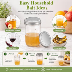 Mason jar style traps for fruit flies