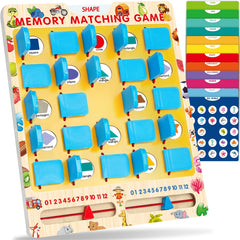 Matching Memory Game for Kids board with six double-sided learning cards