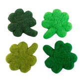 Matthew + Mae St Patrick's Day felt shamrocks 2.25in wool set of 4 in shades of green