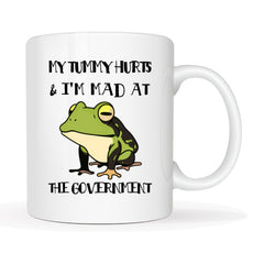 MAUAG funny 11oz coffee mug with My Tummy Hurts I'm Mad At The Government design
