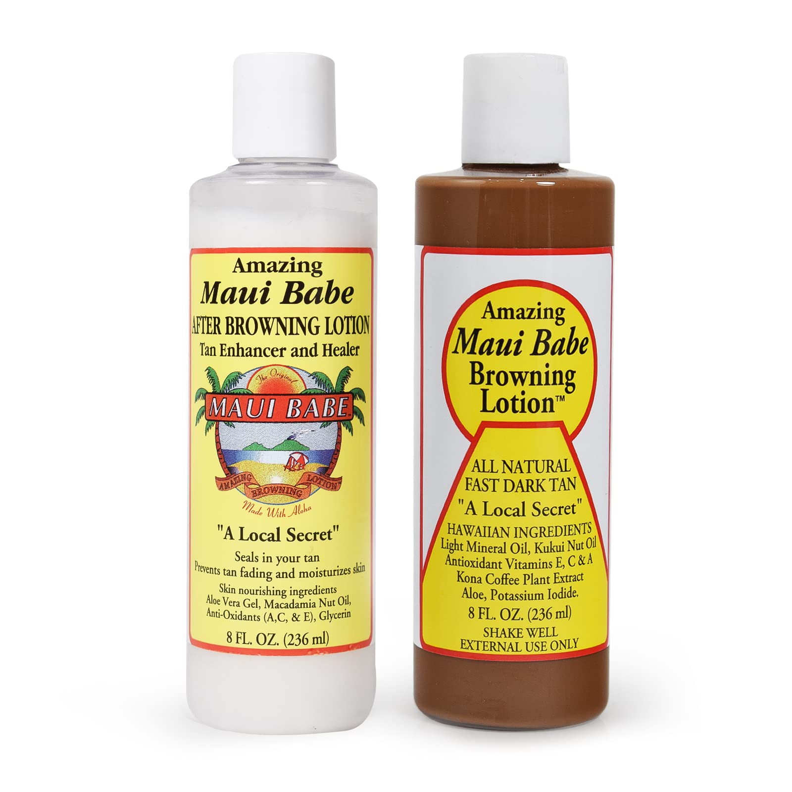 Maui Babe Before And After Browning Lotion 8 oz bottle pack 2